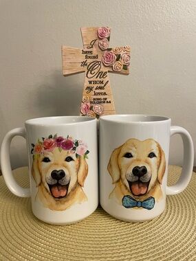 Floral & Bow Labrador Dog Mug Set